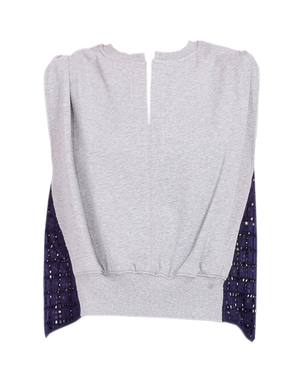 3.1 Phillip Lim French Terry Top with Broiderie Anglaise Combo in Gray/Navy Product Shot 