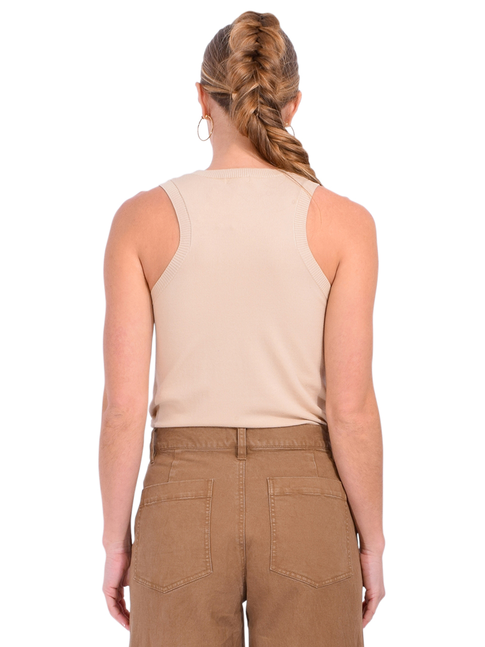 Minnie Rose Viscose Crew Tank in Brown Sugar Back View 