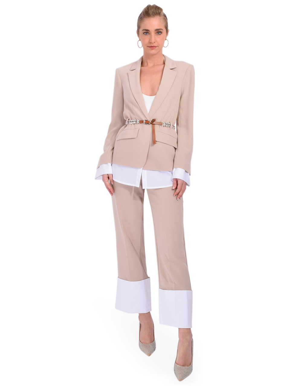 Cinq a Sept Maesa Pant in Khaki Full Outfit 