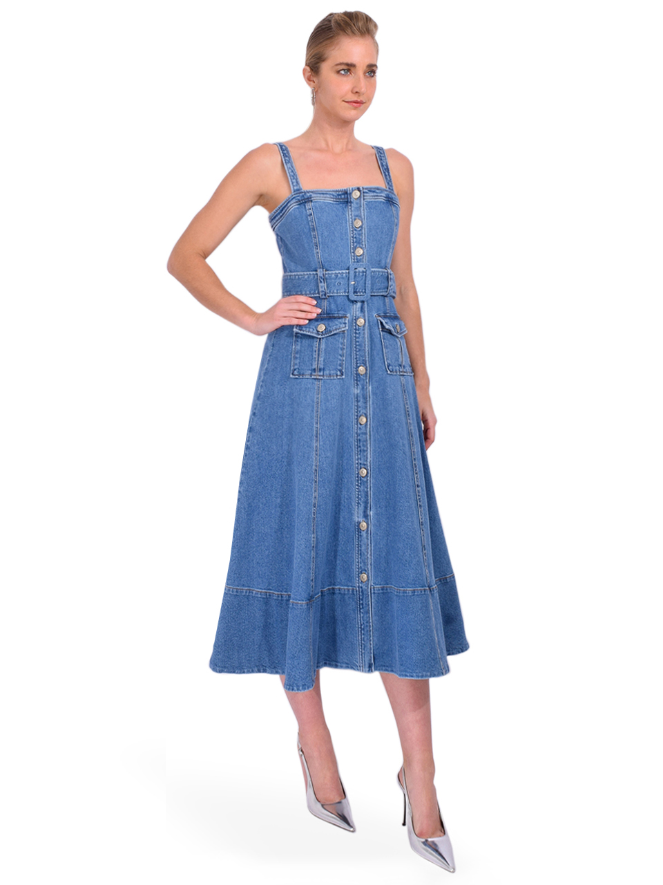 Cinq a Sept Denim Vega Dress in Blue Haze Side View 
