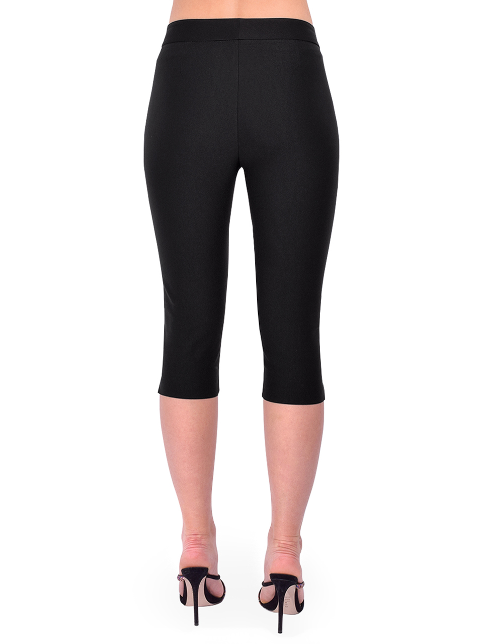 LAMARQUE Celine Stretch Twill Capri in Black Back View  LAMARQUE Celine Stretch Twill Capri in Black Back View