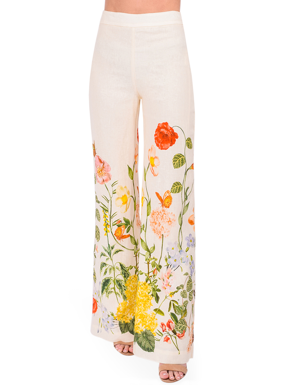 CARA CARA Mayflower Linen Pants in Nectar Ecru Front View 
