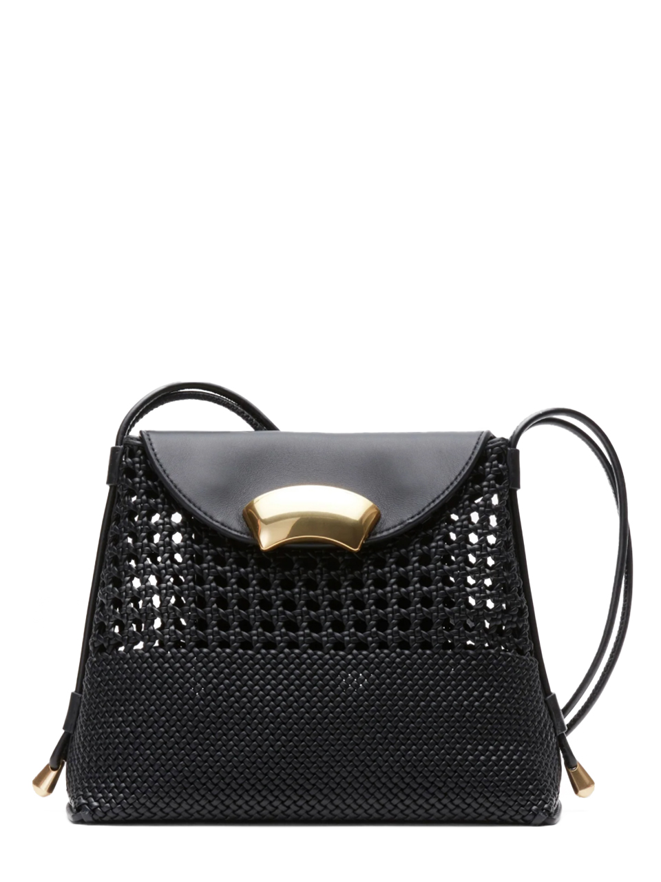 3.1 Phillip Lim ID ID Petite Soft Shoulder Bag with Macrame in Black Front View 