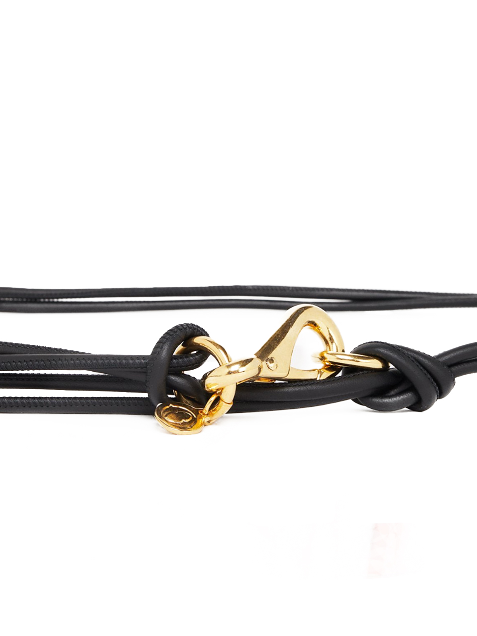 OTTOD'AME Leather Thin Wrap Belt in Black