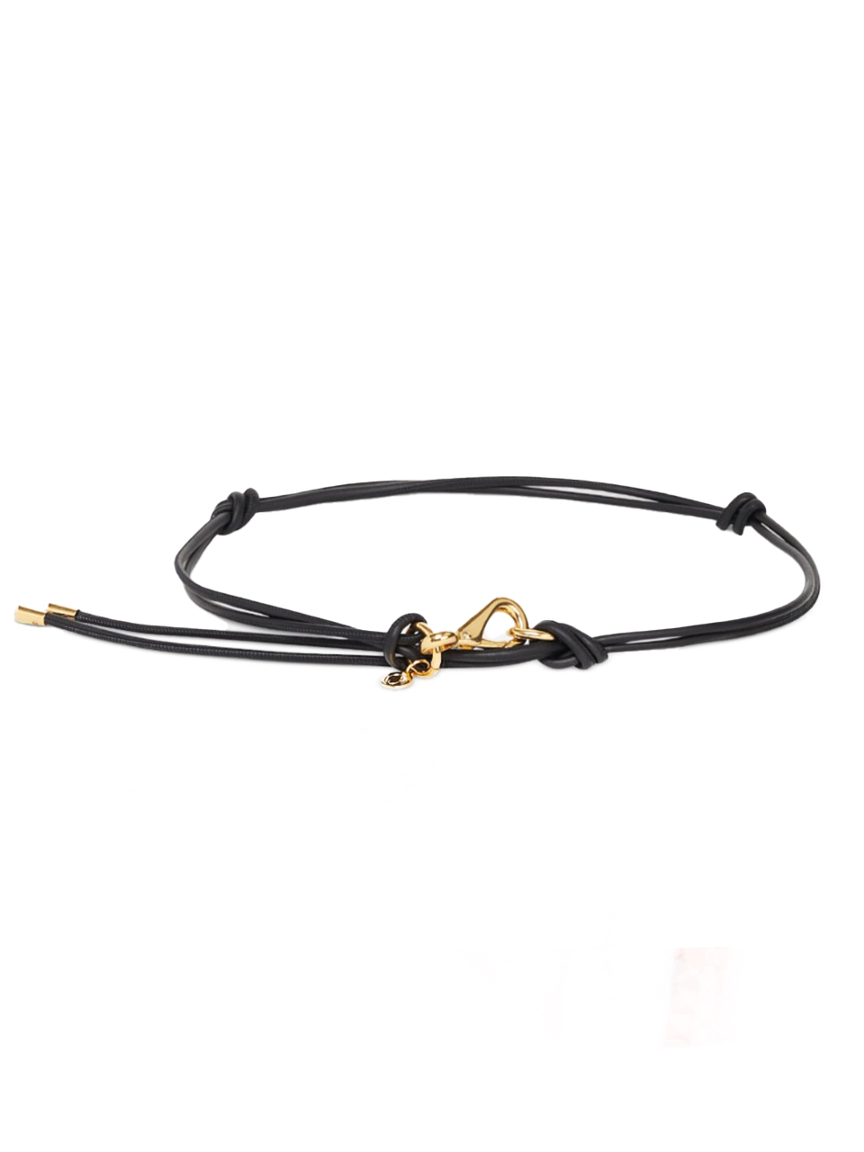 OTTOD'AME Leather Thin Wrap Belt in Black Front View 