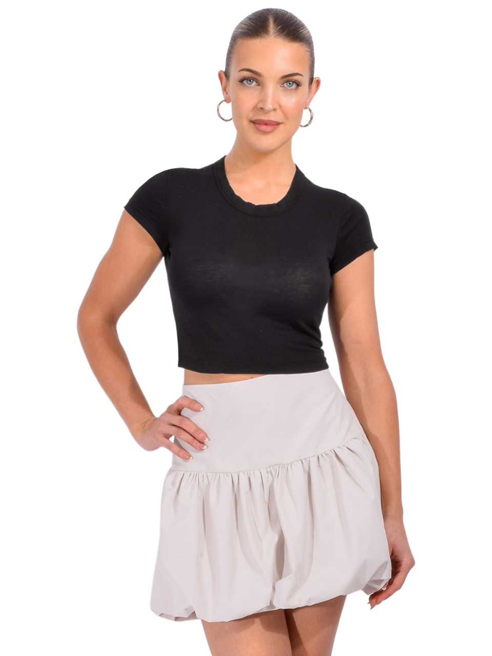 Cotton Citizen Standard Baby Tee in Black Front View 