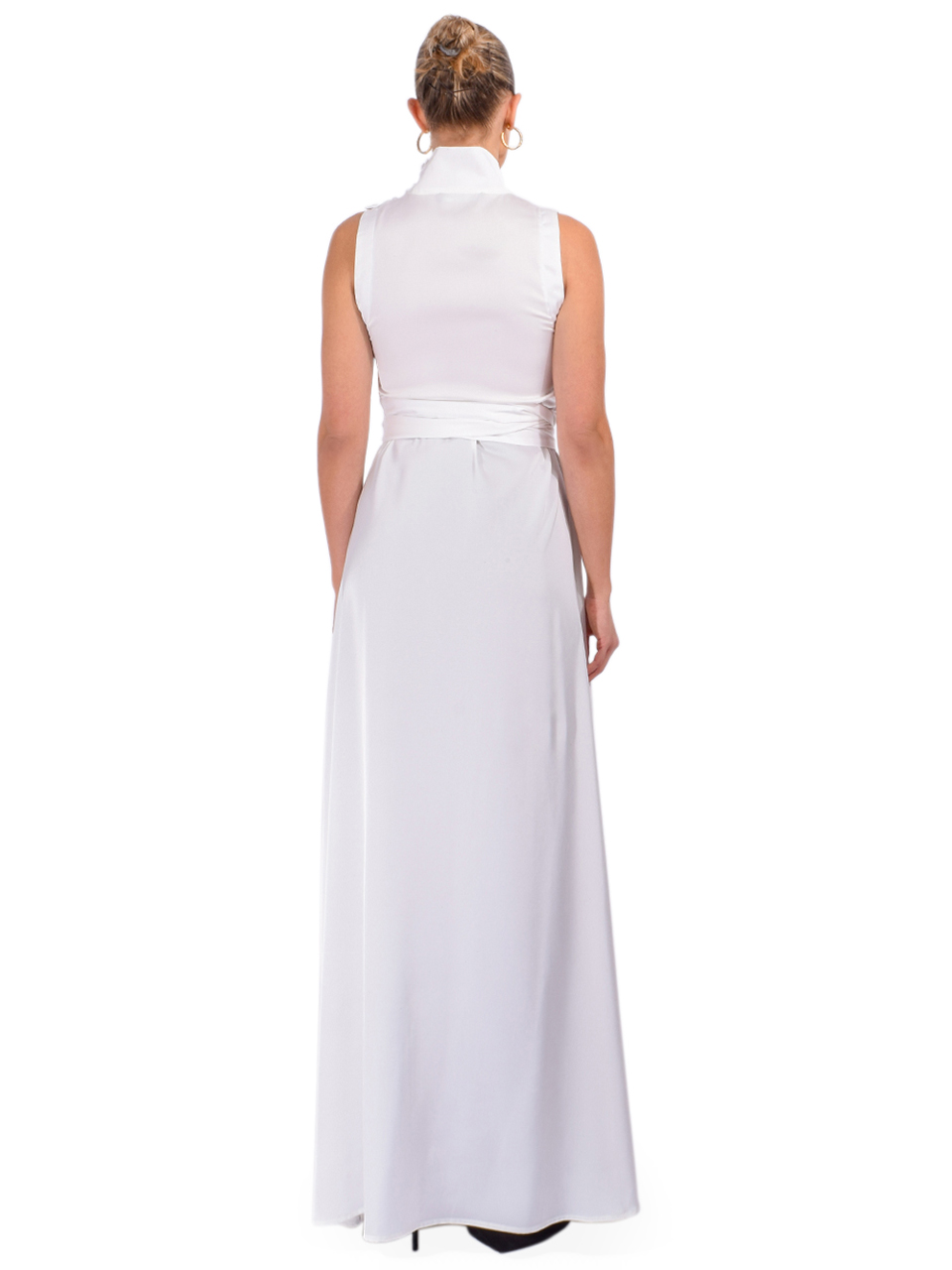 Alberto Audenino Nova Gilet Top with Sash Belt in White Back View 
