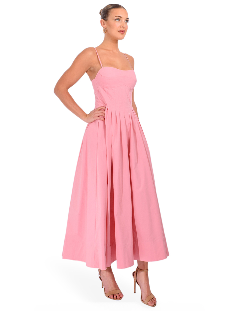 SIMKHAI Kittiya Cotton Midi Dress in Dusty Rose Side View 