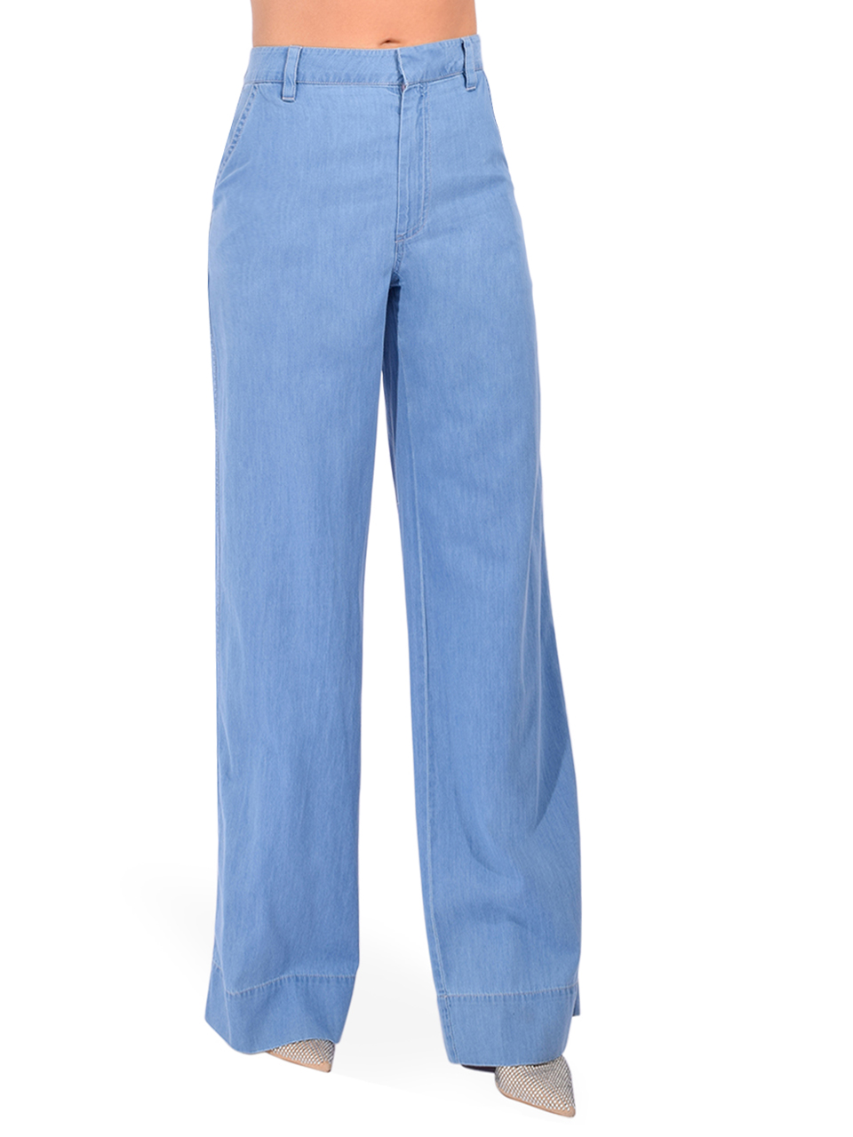 SIMKHAI Coralena Wide Leg Pant in Stratus Blue Side View 