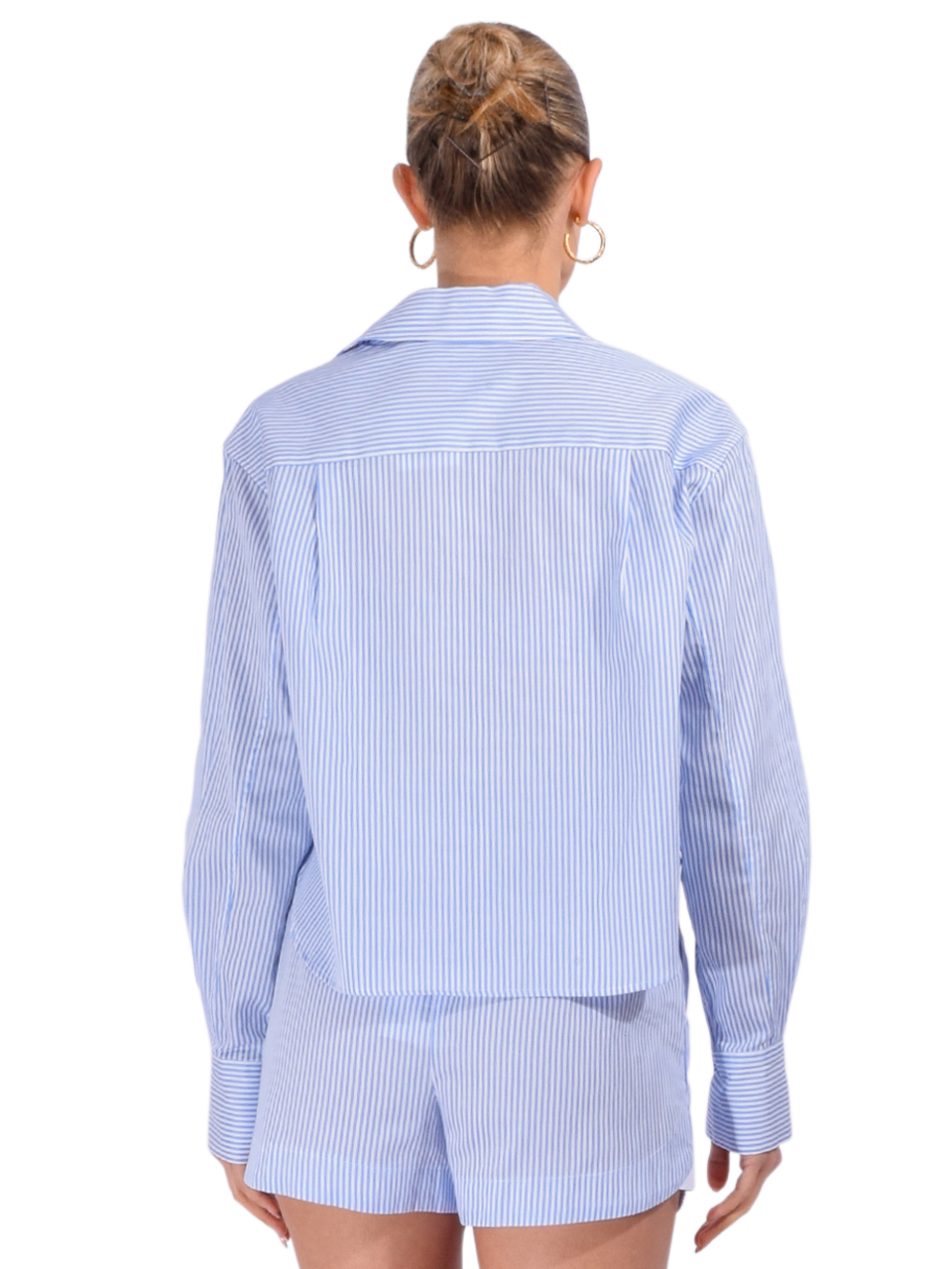 SIMKHAI Renata Cotton Shirt in Blue Back View 