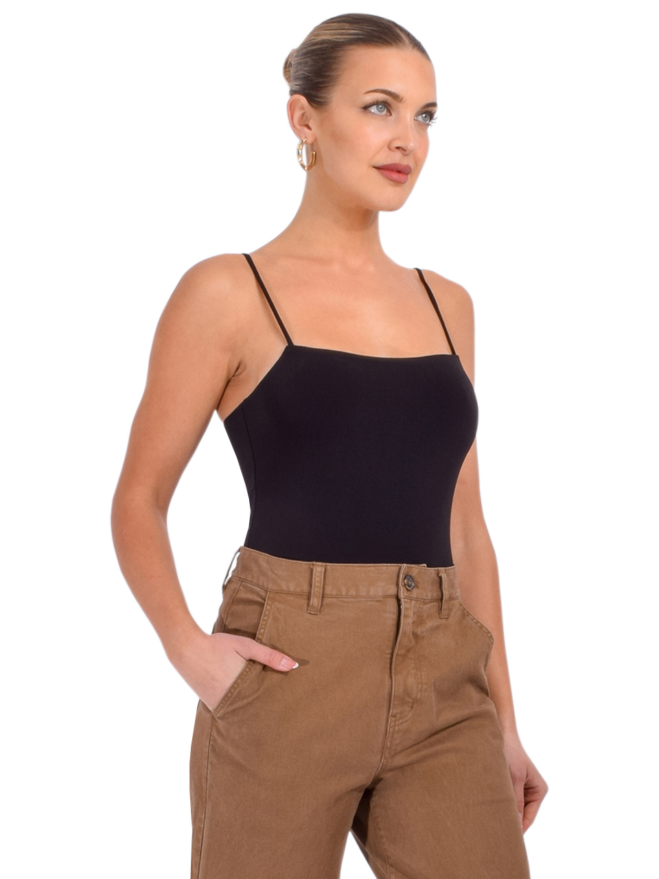 Ottod'Ame Stretch Bodysuit in Black Side View 
