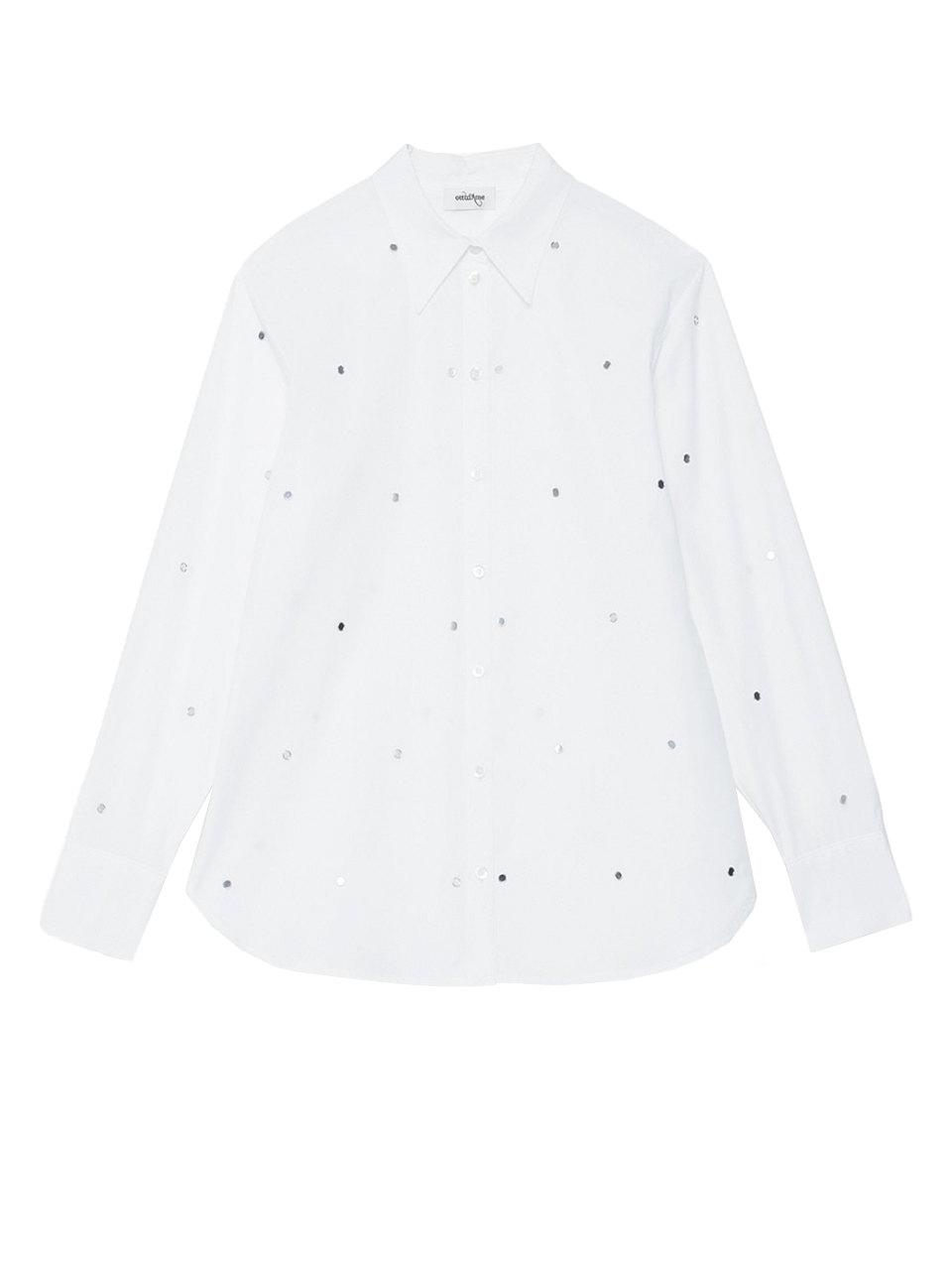 Ottod'Ame Embellished Button Down Shirt in White Product Shot 