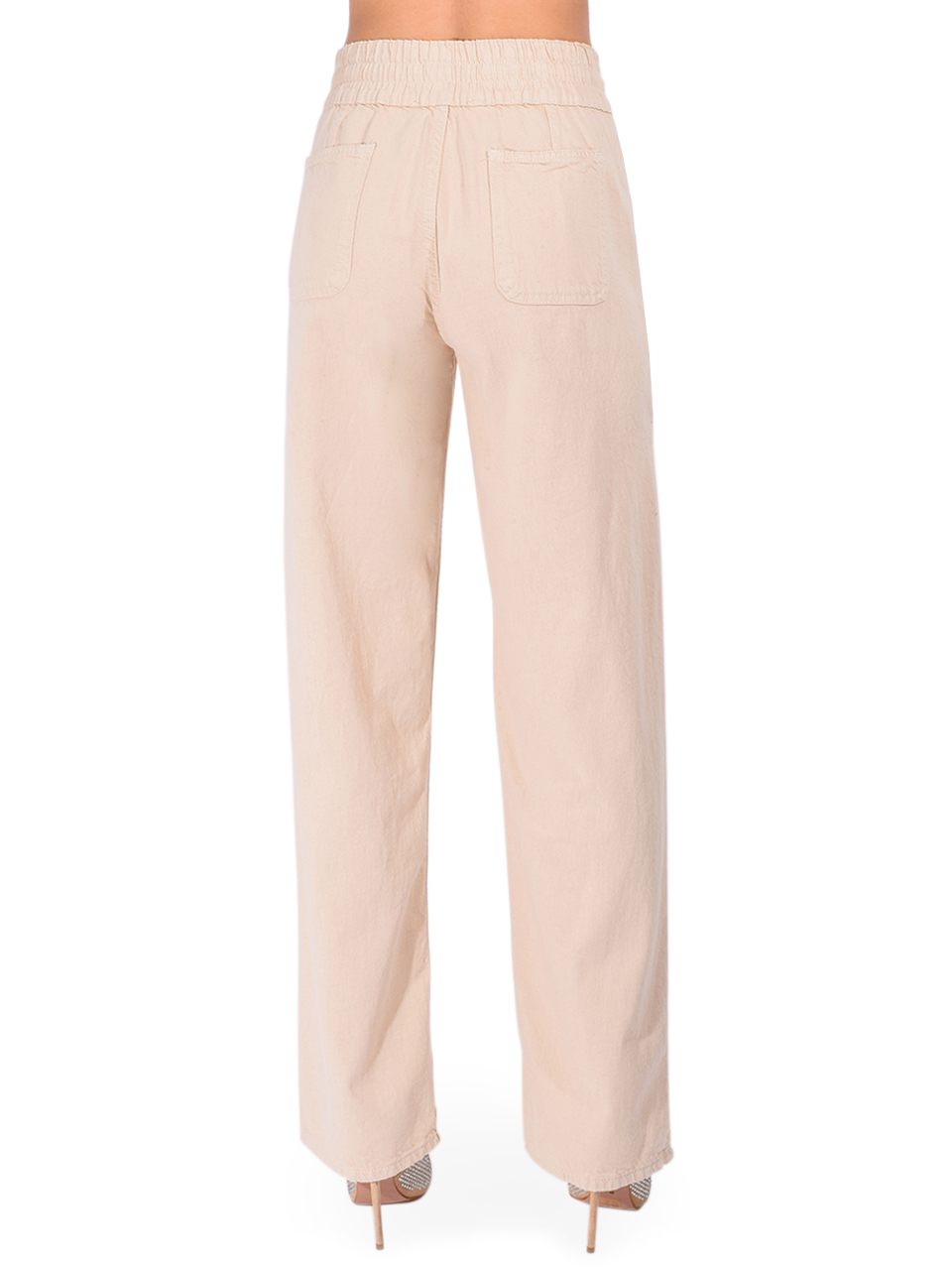 BA&SH Fima Loose Straight-Leg Pants in Ecru Back View 