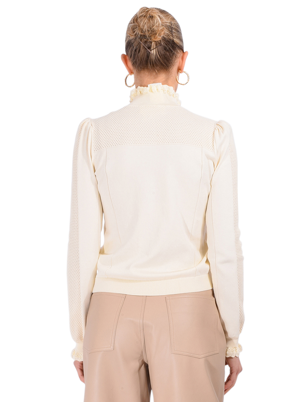 BA&SH Suzanne Long-Sleeve Sweater in Ecru Back View 