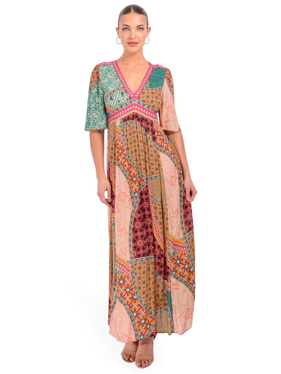 BA&SH Fanta Maxi Dress in Multi Front View 2