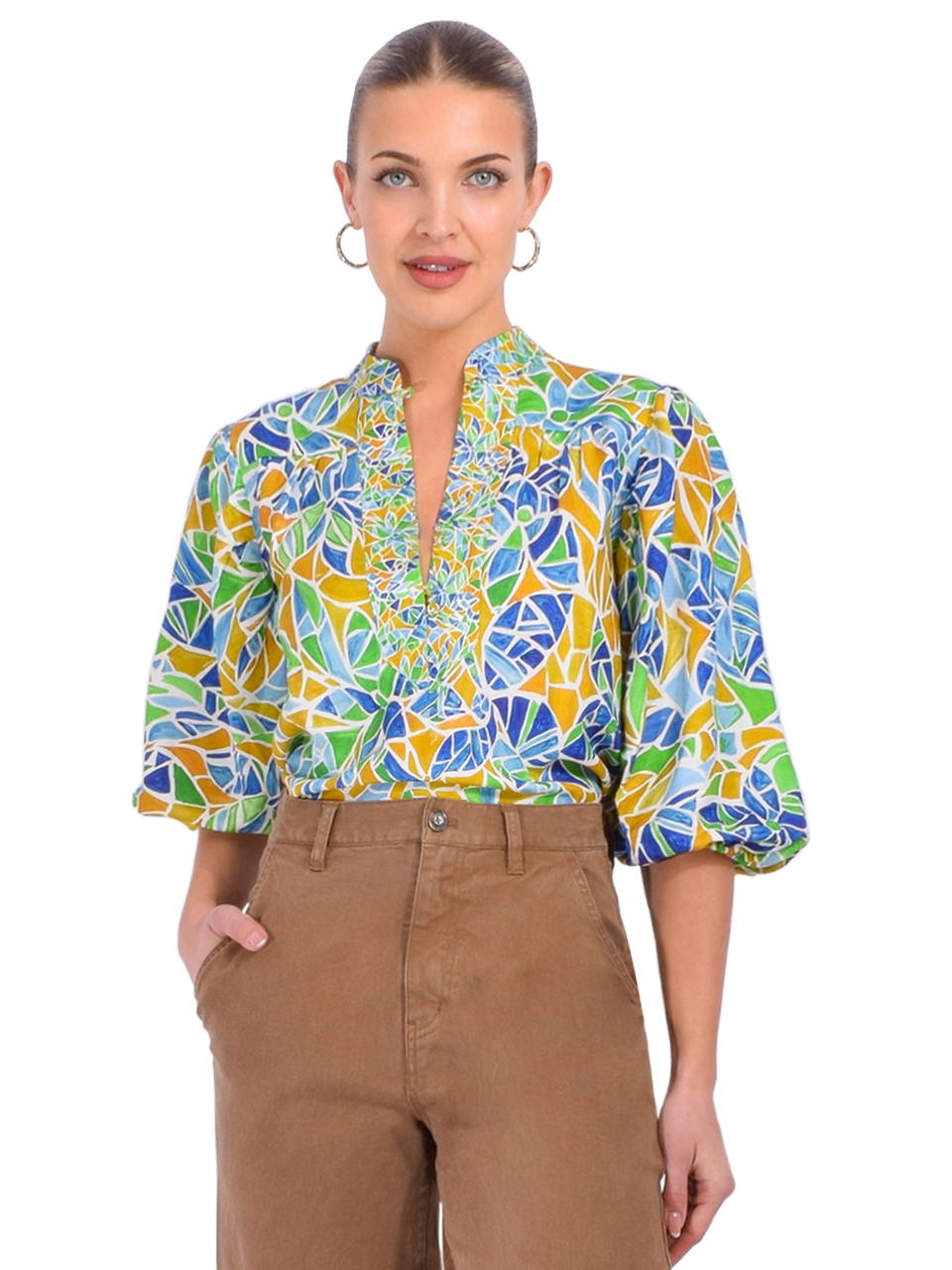 Gilner Farrar Bethany Blouse in Ravenna Print Front View 
