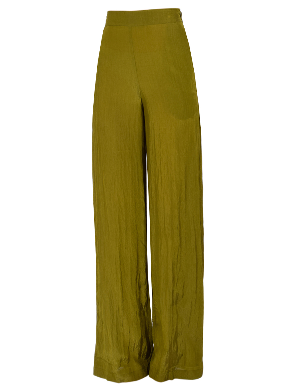 PIER ANTONIO GASPARI Friosse Wet Look Trouser in Green Product Shot 