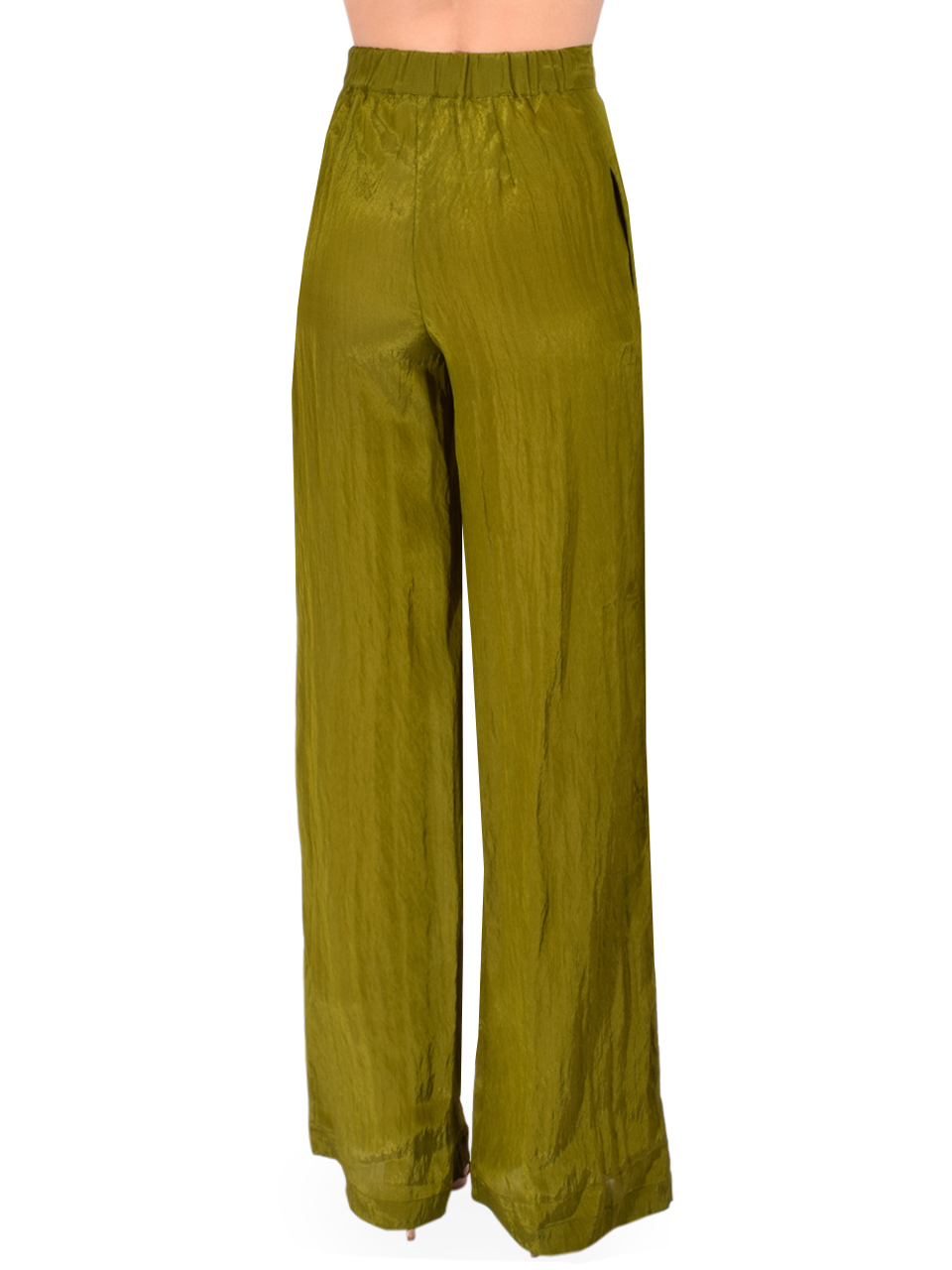 PIER ANTONIO GASPARI Friosse Wet Look Trouser in Green Back View 