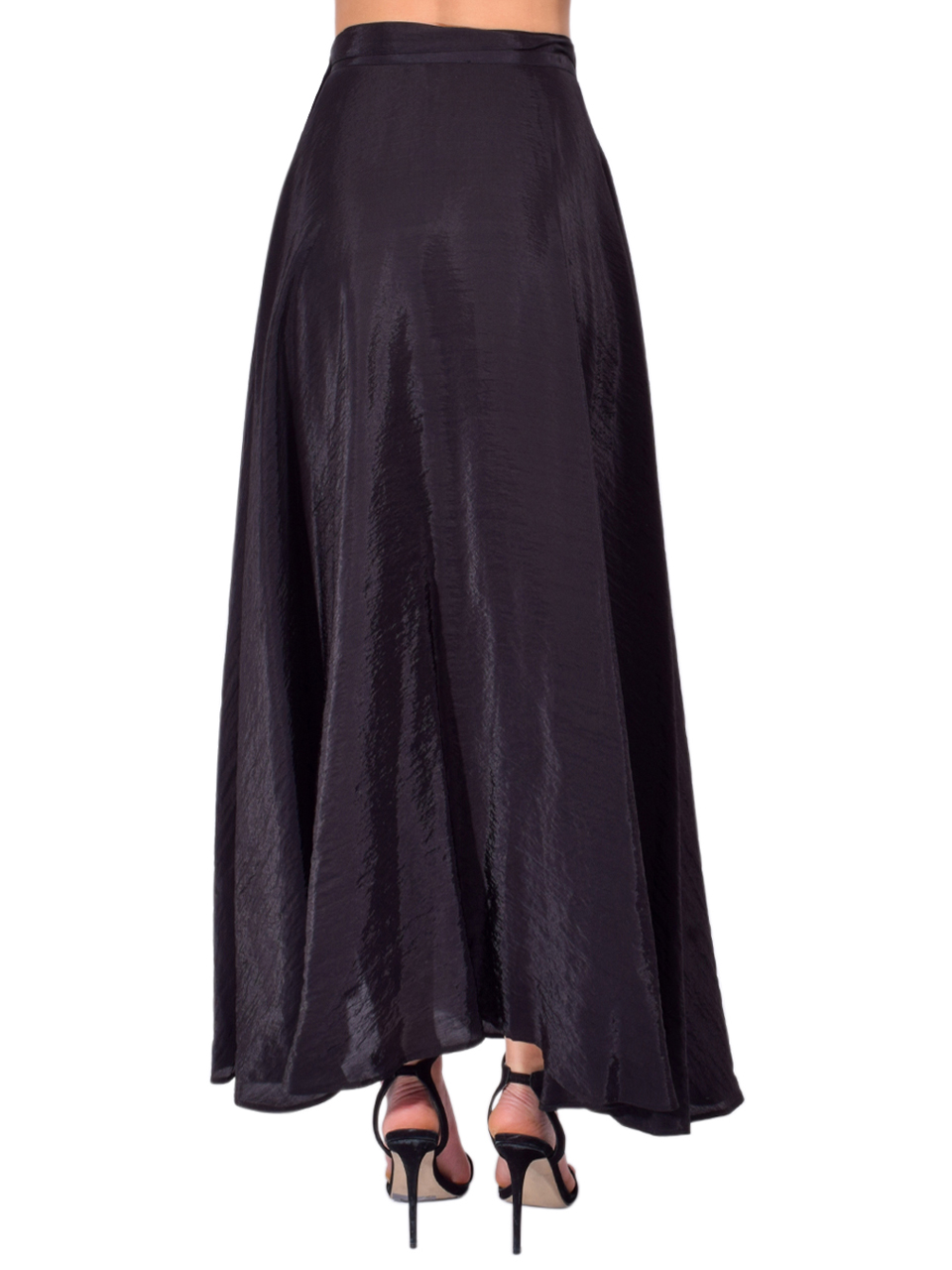 PIER ANTONIO GASPARI Two Toned Froisse Wet Wrap Skirt in Black/ White Back View 