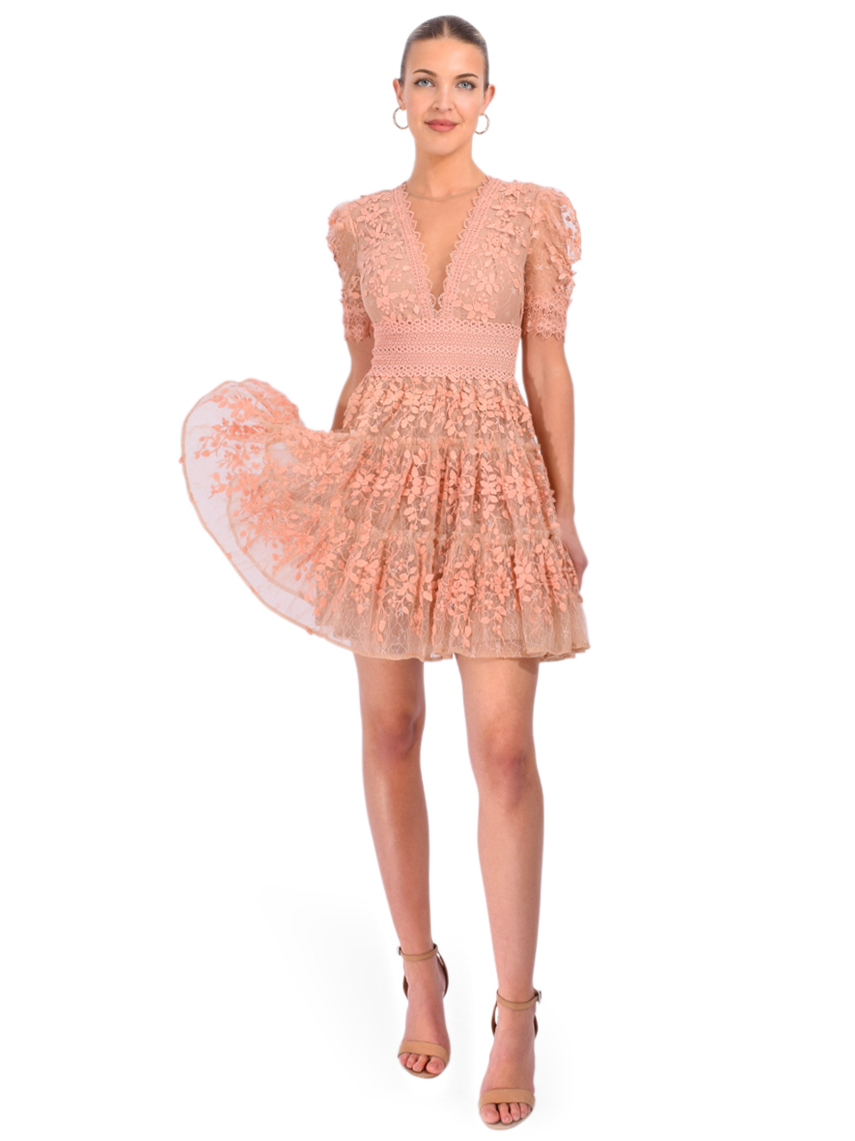 BRONX AND BANCO Megan Mini Dress in Beige Front View 2