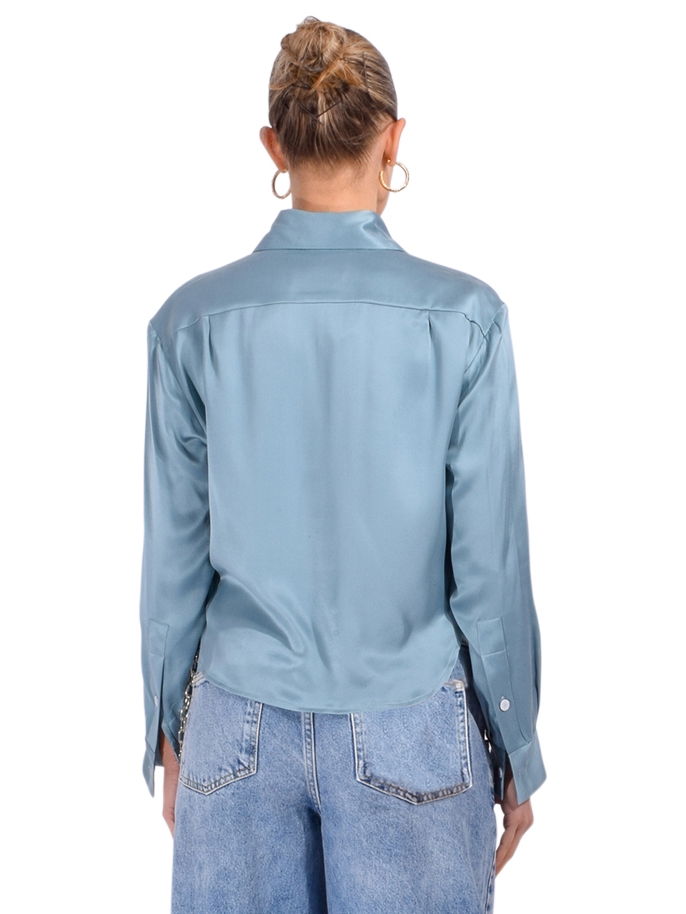 CISSA The Belle Sueded Silk Shirt in Ether Back View 
