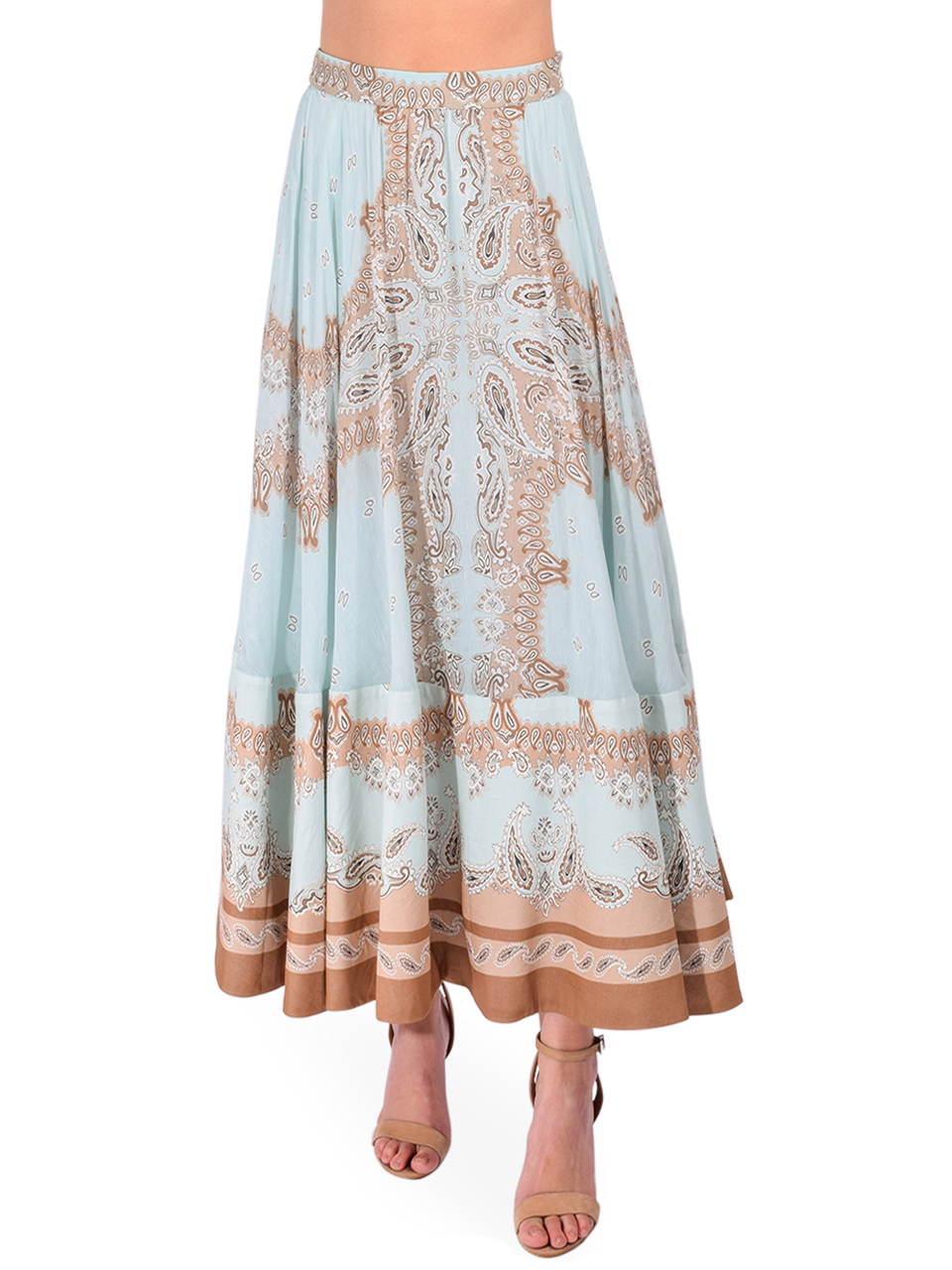 Hemant & Nandita Navi Midi Skirt in Blue Front View