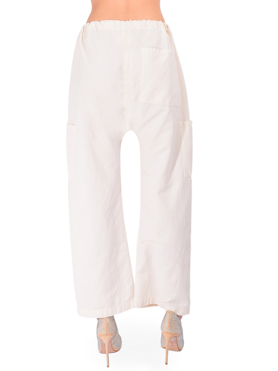 NSF Carlson Linen Cotton Tie Pant in Ivory Back View 