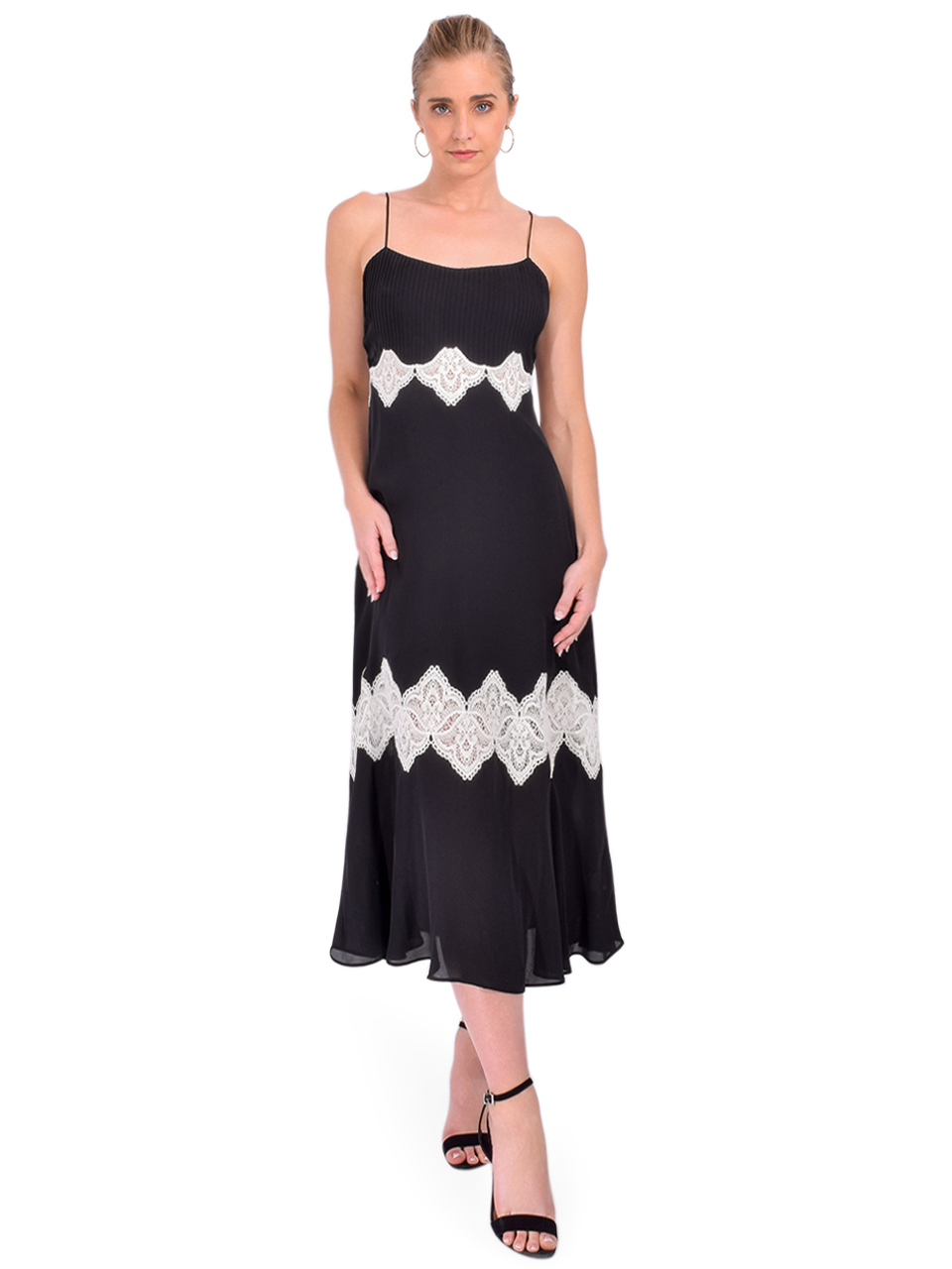 CAMI NYC Isadora Midi Dress in Black Front View 1