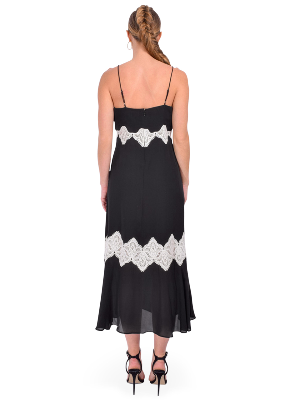 CAMI NYC Isadora Midi Dress in Black Back View 
