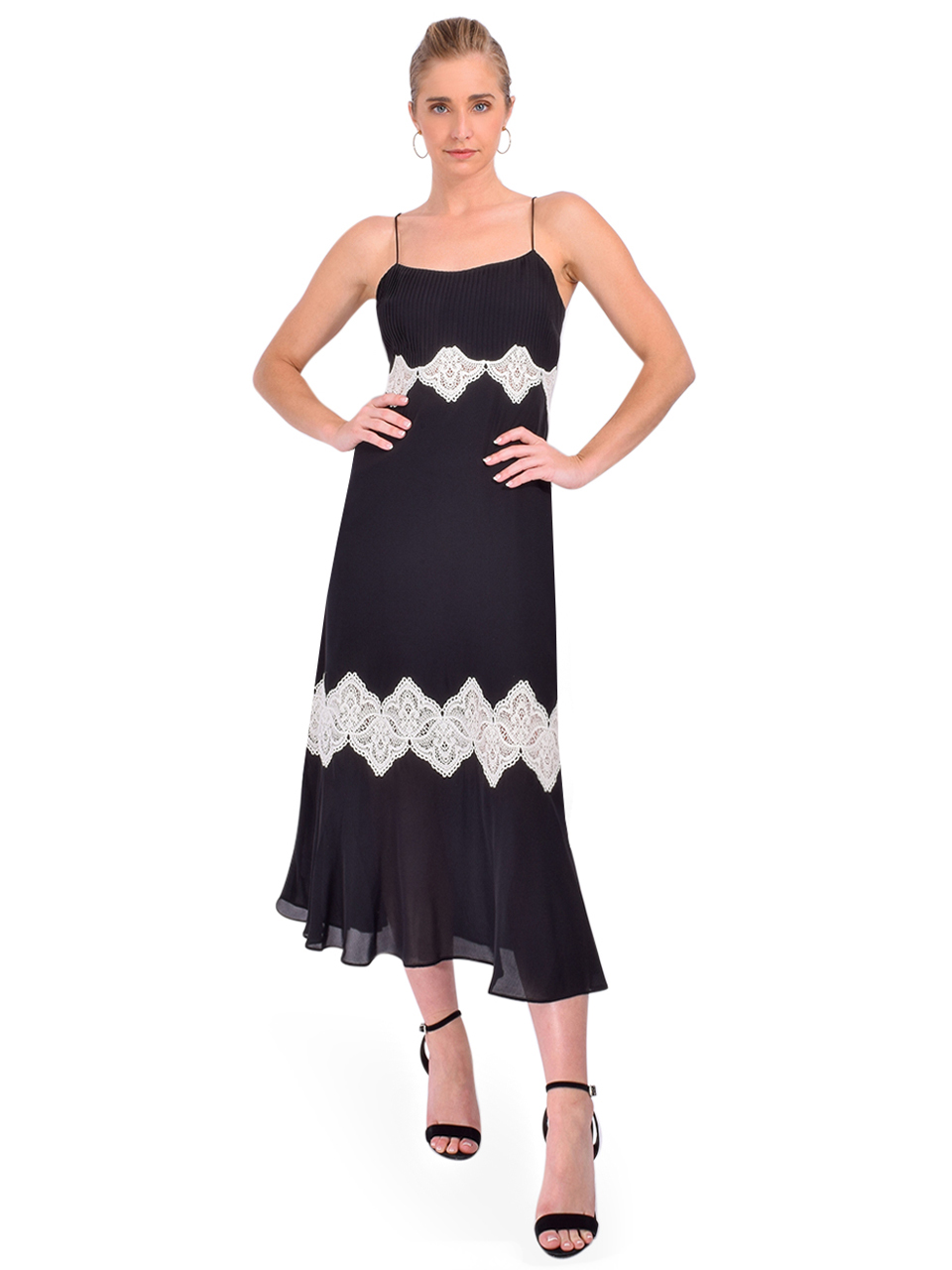 CAMI NYC Isadora Midi Dress in Black Front View 2