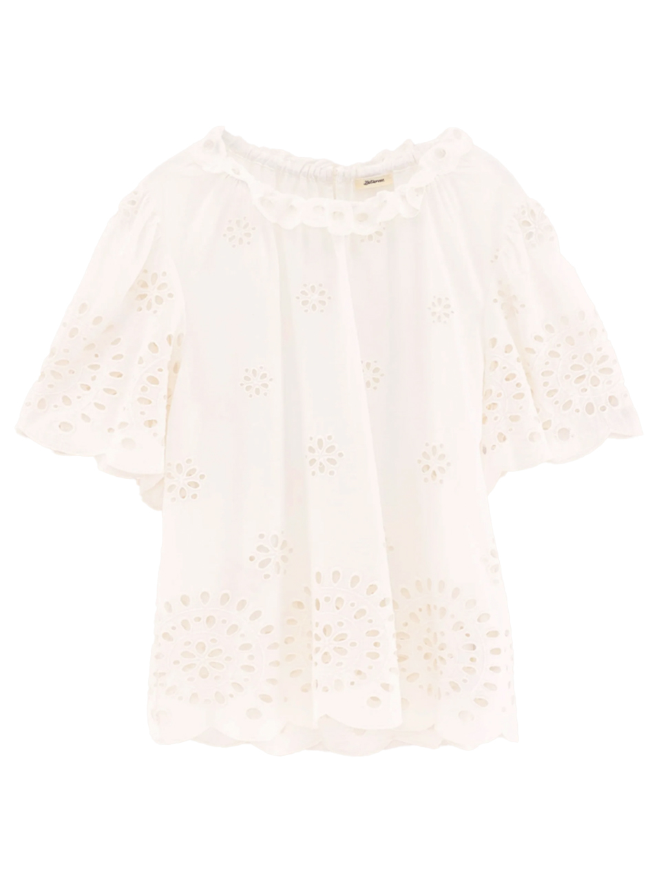 BELLEROSE Darlene Short-Sleeve Blouse in White Product Shot 

