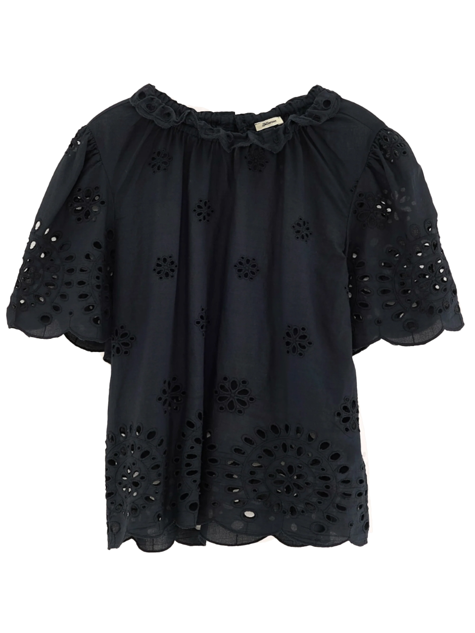 BELLEROSE Darlene Short-Sleeve Blouse in Black Product Shot 