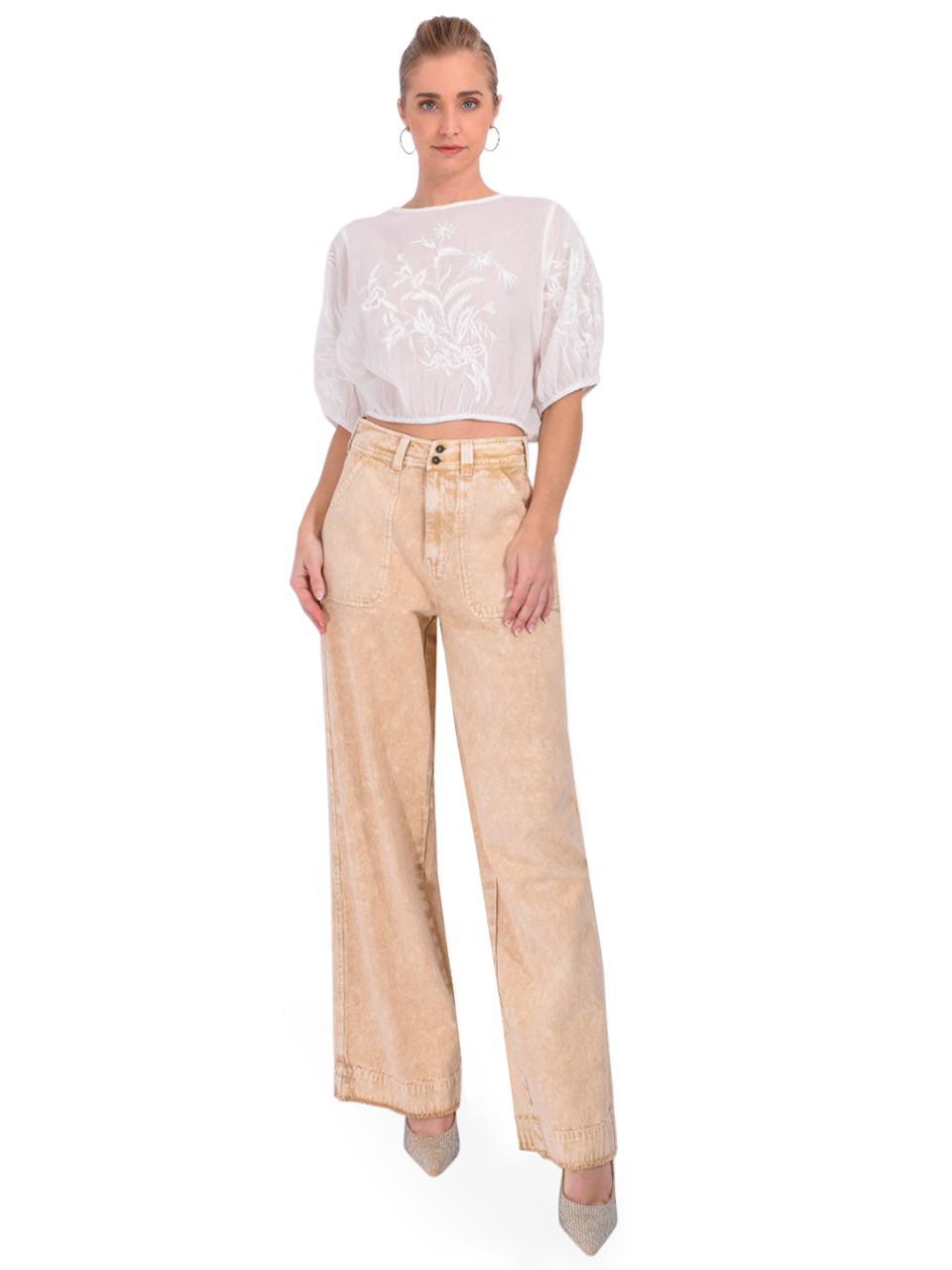LEON & HARPER Prag Wide-Leg Pant in Beige Full Outfit 