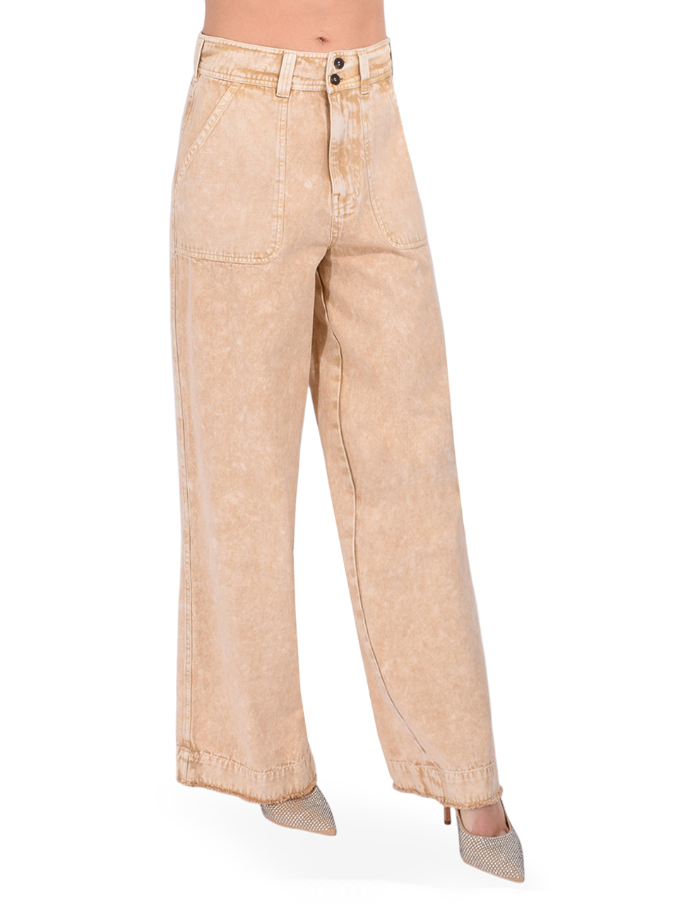 LEON & HARPER Prag Wide-Leg Pant in Beige Side View 