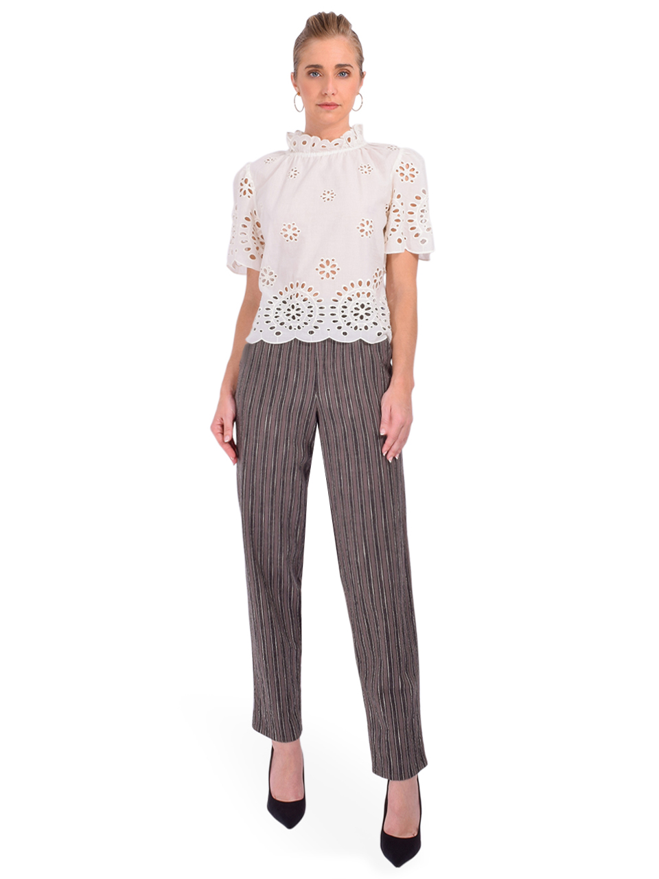 LEON & HARPER Parsa Strp Pants in Carbone Full Outfit 