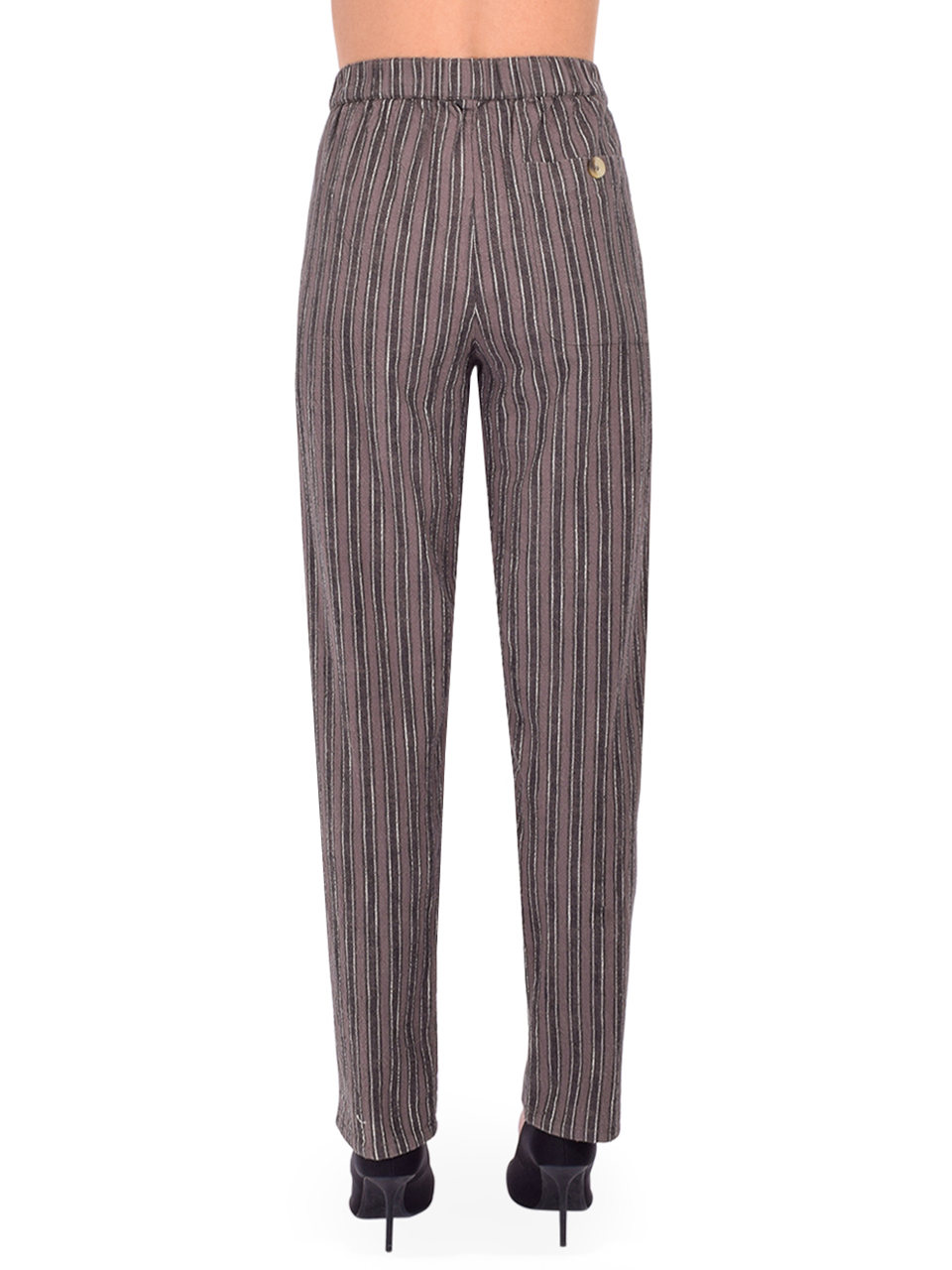 LEON & HARPER Parsa Strp Pants in Carbone Back View