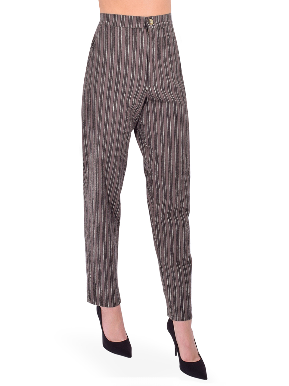 LEON & HARPER Parsa Strp Pants in Carbone Side View 