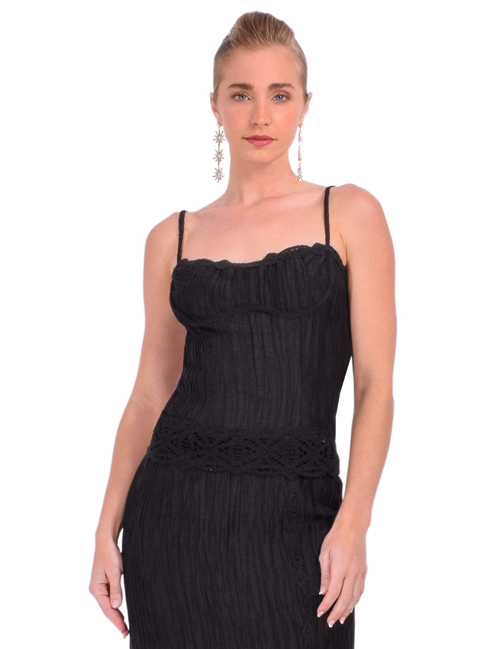 Sabina Musayev Yvonne Top in Black Front View 