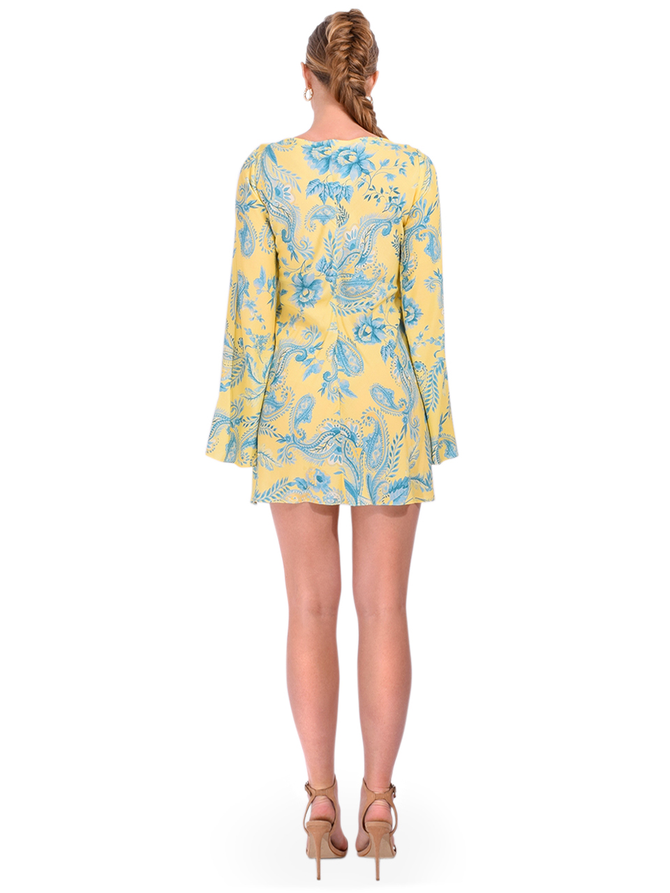 Hemant & Nandita Wani Short Dress in Yellow Multi Back View 

