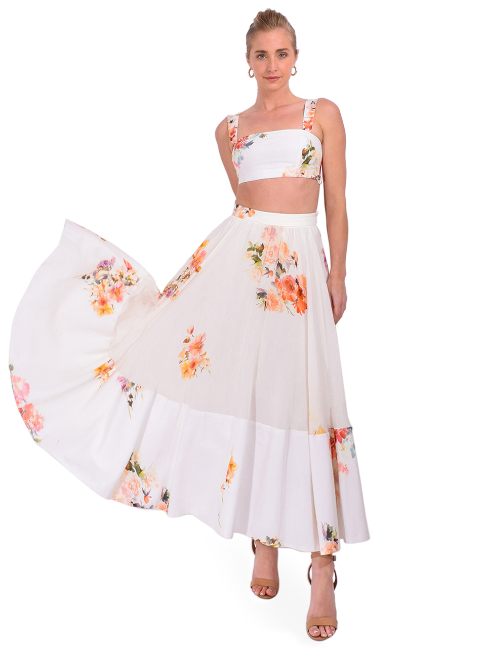 Hemant & Nandita Saba Corset Top in Ivory Floral Full Outfit