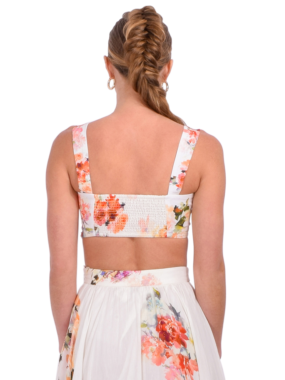 Hemant & Nandita Saba Corset Top in Ivory Floral Back View 