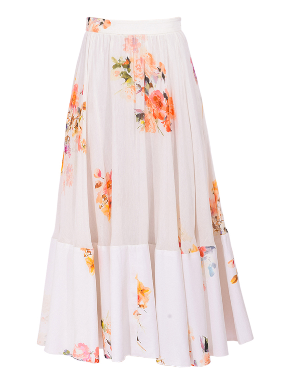 Hemant & Nandita Saba Midi Skirt in Ivory Floral Product Shot 