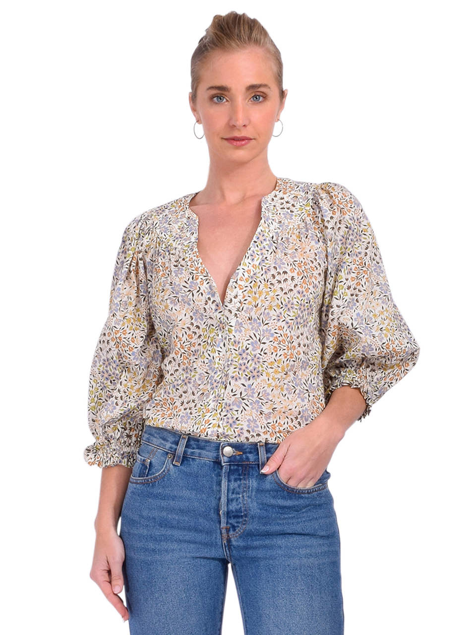 GILNER FARRAR Kayla Blouse in Province Print Front View 