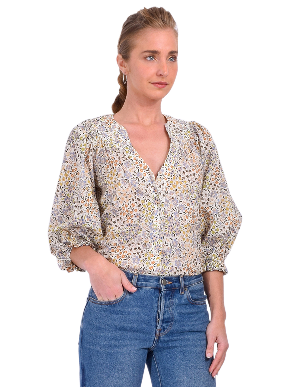 GILNER FARRAR Kayla Blouse in Province Print Side View 