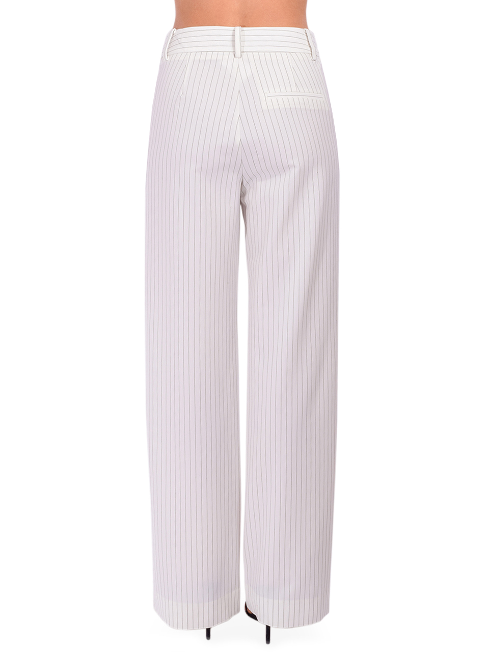 GESTUZ Joelle Trousers in Egret/Gray Pinstripe Back View 