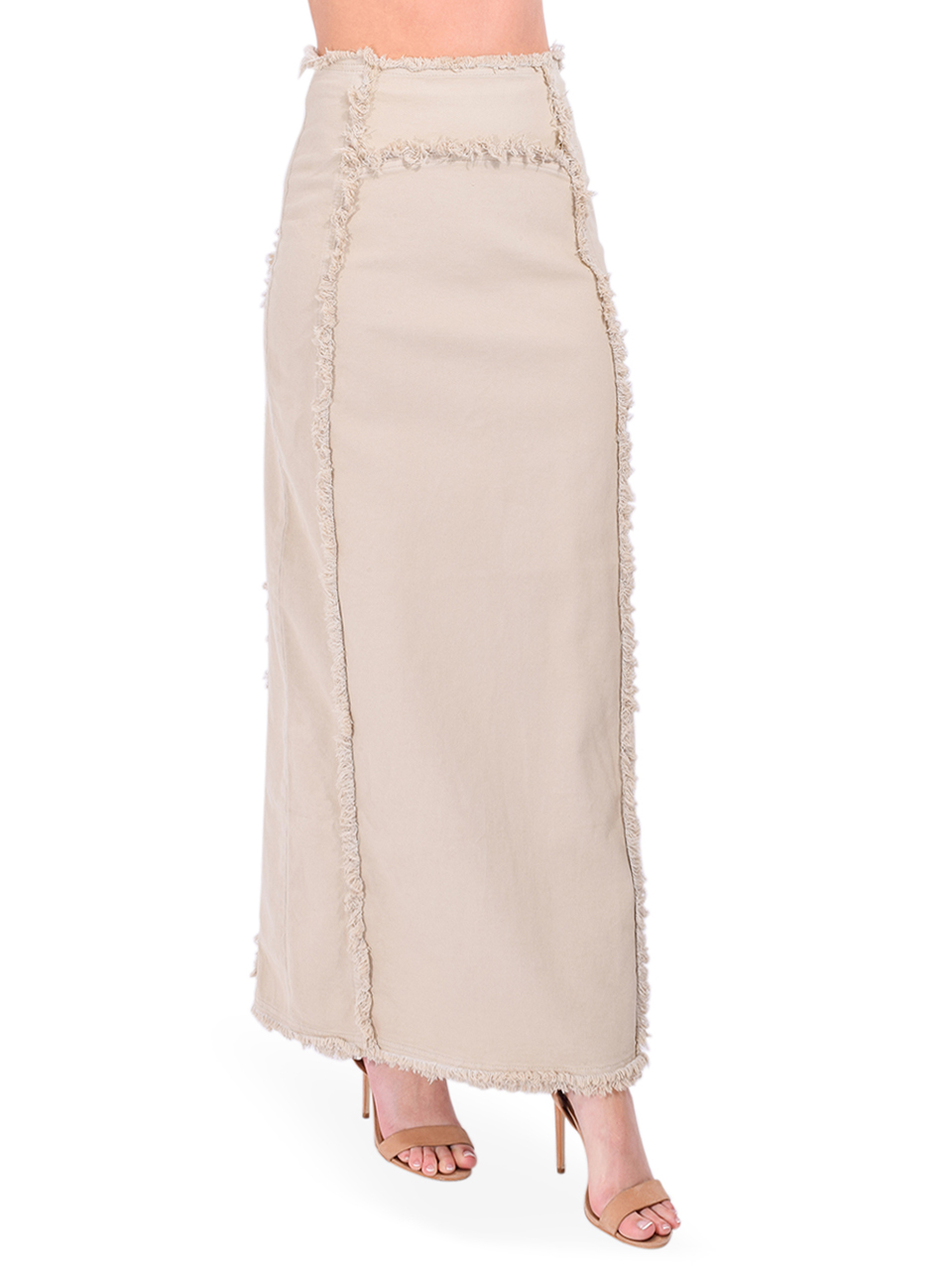 GESTUZ Catia Long Skirt in Beige Side View 
