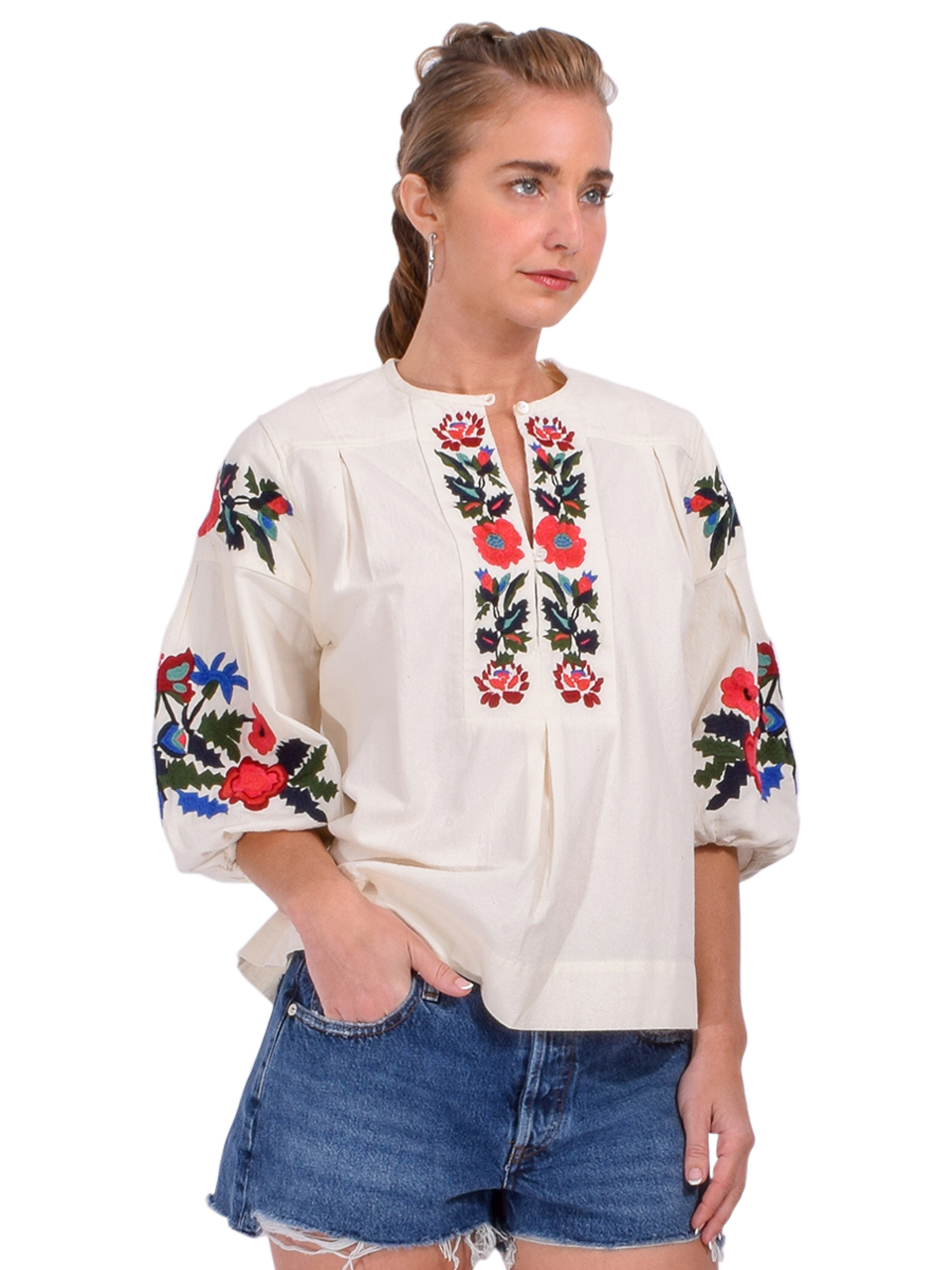 LEON & HARPER Cacia Brd Blouse in Off White Side View 