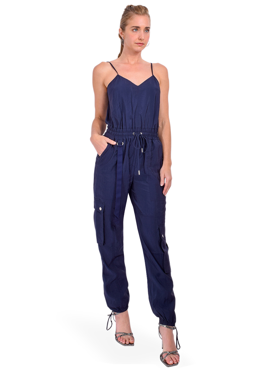 Cinq a Sept Ayla Jumpsuit in Navy Side View 