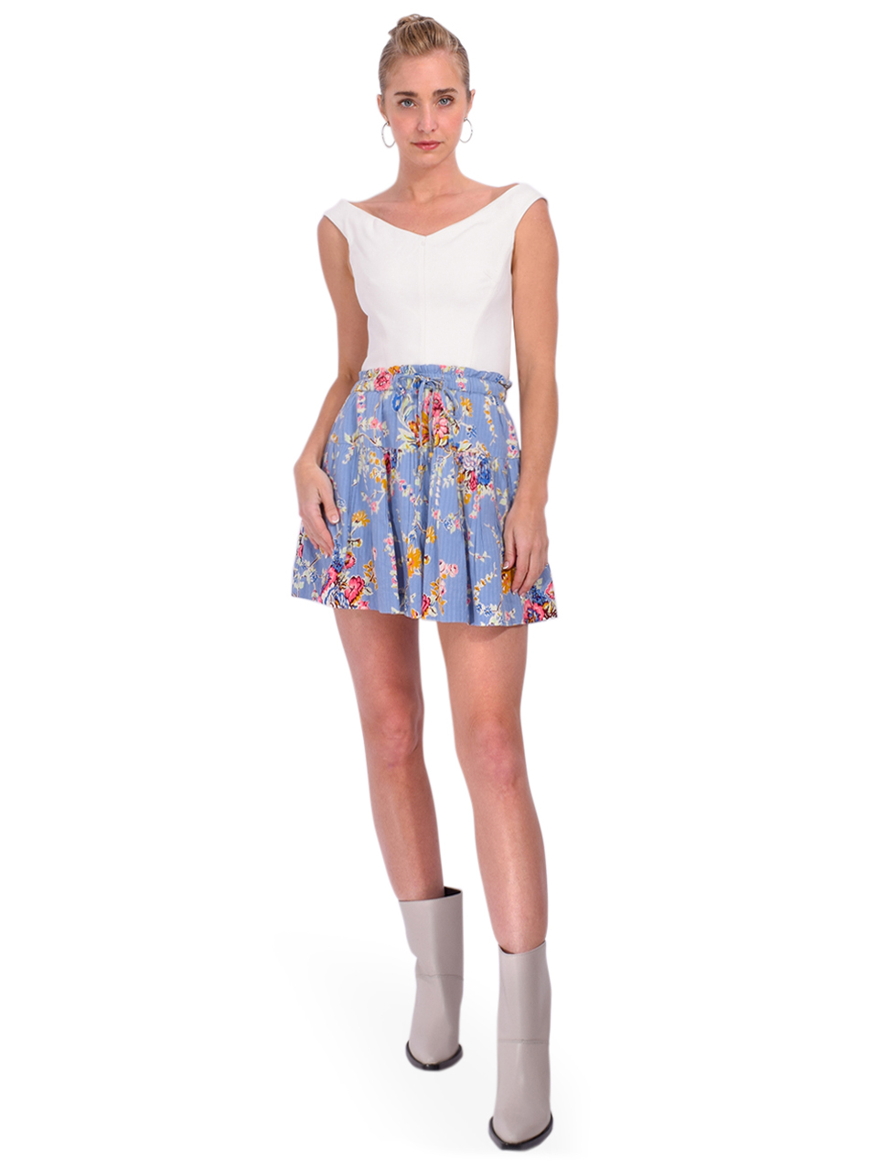 LOVE THE LABEL Melie Mini Skirt in Powerscourt Garden Floral Full Outfit 