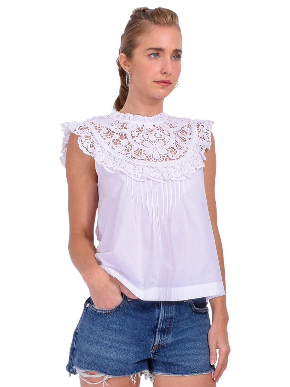 LOVE THE LABEL Alma Top in White Side View 